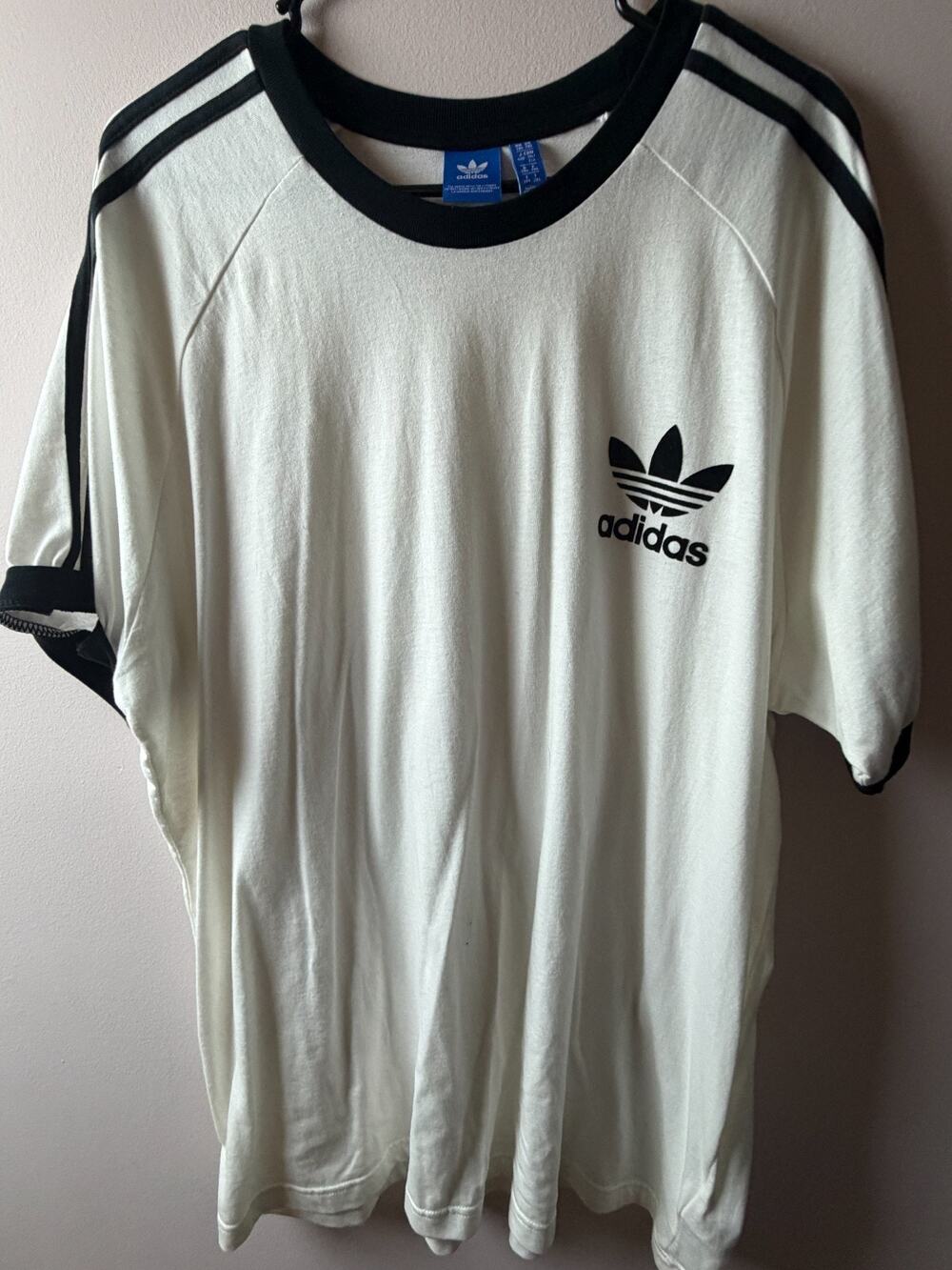 Adidas Originals Men’s 2XL White Black 3 Stripes Trefoil Logo T-Shirt XXL
